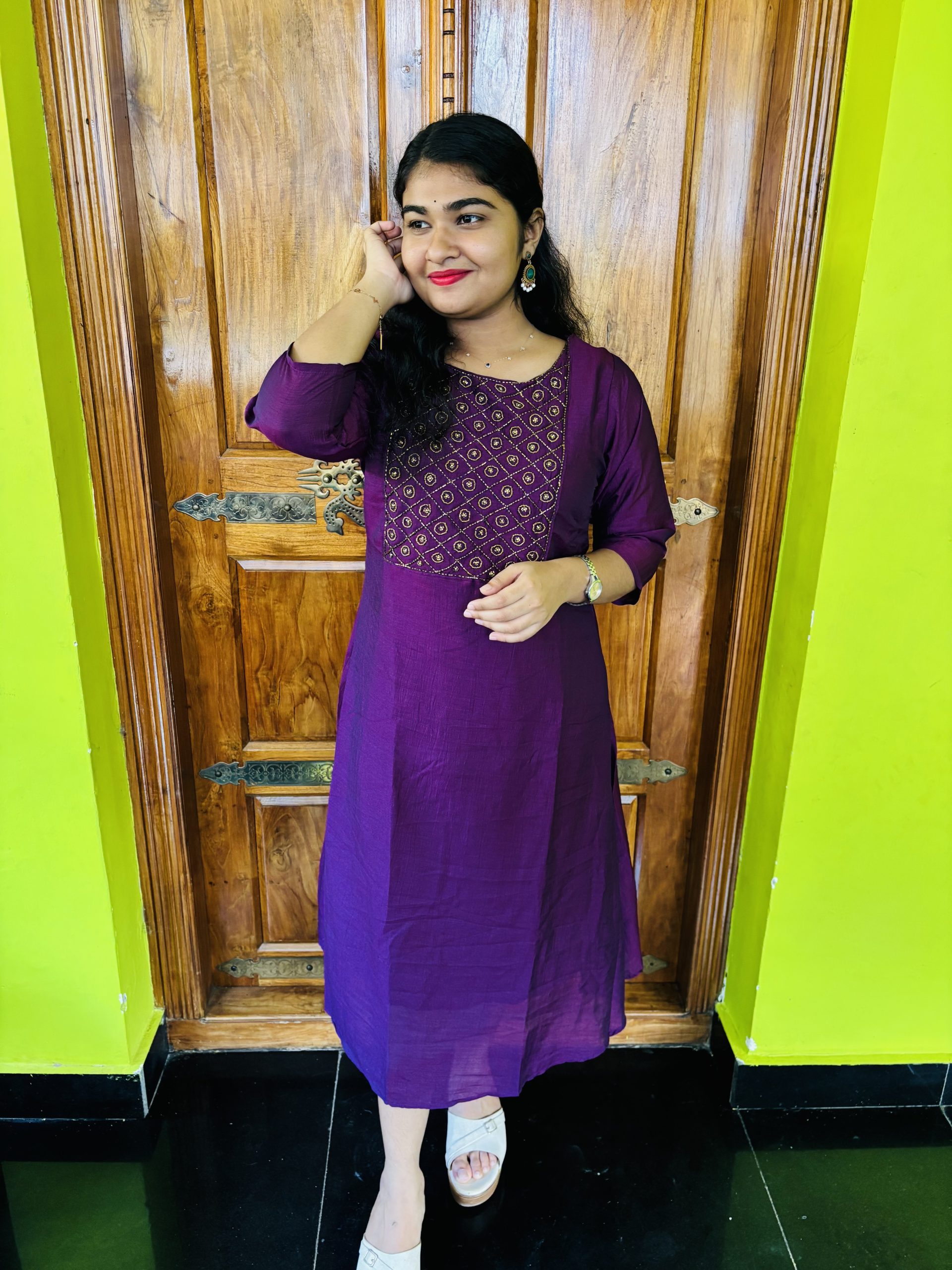Deep purple Vichitra Silk Kurti